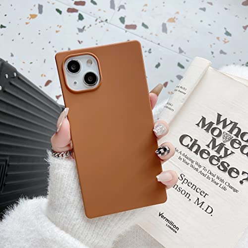 Jmltech Square Edge Case, for iPhone 14 Pro Max Case Silicone Protective Slim Thin Shockproof Flexible Women Men Cute Phone Cases for iPhone 14 Pro Max Brown