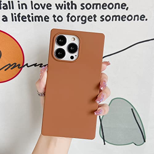 Jmltech Square Edge Case, for iPhone 14 Pro Max Case Silicone Protective Slim Thin Shockproof Flexible Women Men Cute Phone Cases for iPhone 14 Pro Max Brown