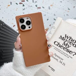 Jmltech Square Edge Case, for iPhone 14 Pro Max Case Silicone Protective Slim Thin Shockproof Flexible Women Men Cute Phone Cases for iPhone 14 Pro Max Brown