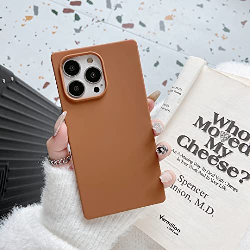 Jmltech Square Edge Case, for iPhone 14 Pro Max Case Silicone Protective Slim Thin Shockproof Flexible Women Men Cute Phone Cases for iPhone 14 Pro Max Brown