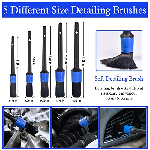 OUTIMI 27PCS Car Detailing Brush Set, Car Detailing kit, Car Detailing Drill Brush Set, Car Detailing Brushes, Auto Polishing Brush, Car Wash Kit with Cleaning Gel, Car Cleaning Tools Kit - Blue