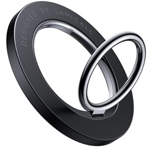 lamicall magnetic phone ring holder for magsafe, magnet finger ring grip stand holder,compatible with iphone 14 plus 13 12, pro, pro max, mini, mag safe accessories, misty black