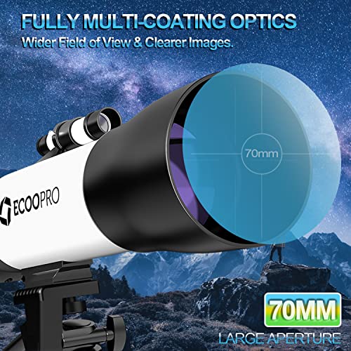 Telescopes for Adults Astronomy, Telescope for Kids, 70mm Aperture 500mm Focal Length Astronomical Refractor Telescope, Telescopes for Astronomy Beginners Adults with Phone Adapter & Finder Scope