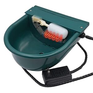 paulozyn heated automatic livestock waterer dog water bowl dispenser outdoor winter animals thermal-bowl for chicken horse cattle cow pet goat sheep pig, with float ball valves