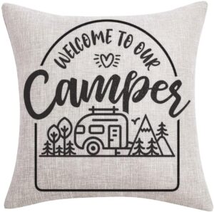 faceyee camper pillows cushon cover travel trailer sorry for what i said while we were trying to park the camper linen machine washable removable (camper3, 18in x 18in)