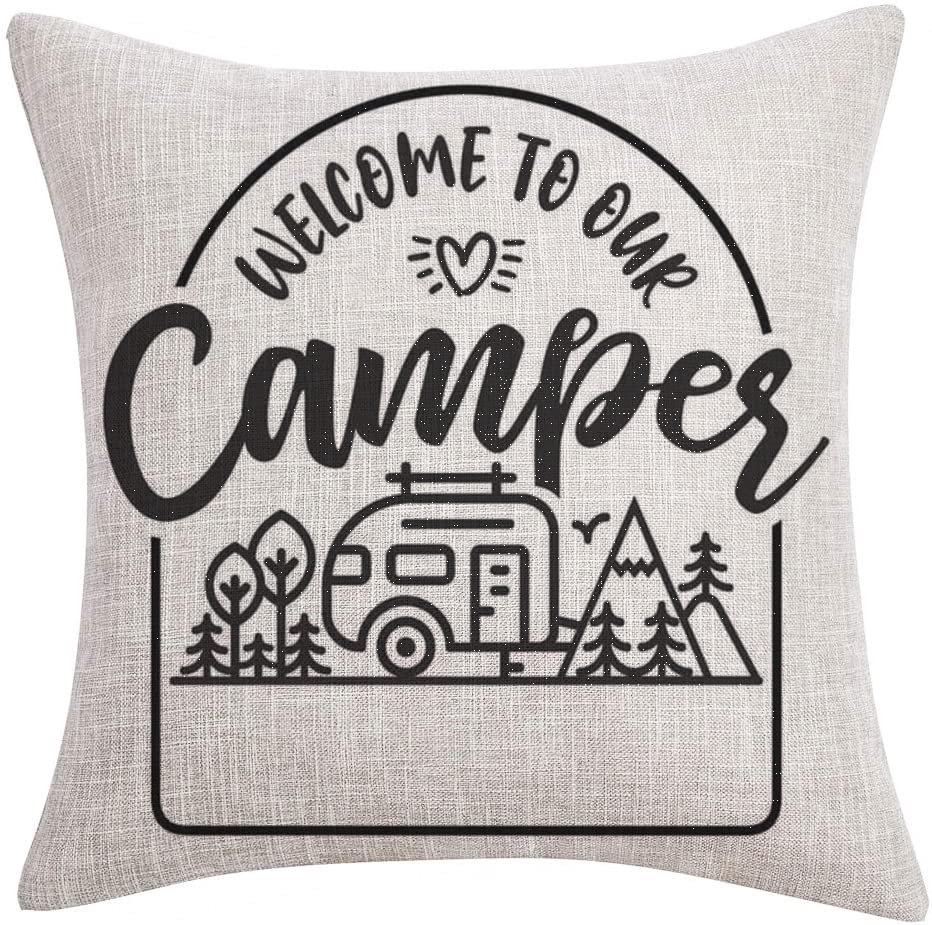 FaceYee Camper Pillows Cushon Cover Travel Trailer Sorry for What i Said While we were Trying to Park The Camper Linen Machine Washable Removable (Camper3, 18in x 18in)