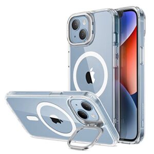 esr for iphone 13 case/iphone 14 case, compatible with magsafe, built-in camera ring stand, military-grade protection, magnetic phone case for iphone 13/14, classic kickstand case (halolock), clear