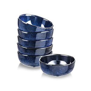 vicrays ceramic cereal bowls set - porcelain 26 ounce soup salad bowls set - rice dessert cream bowls set - chip resistant dishwasher microwave safe - set of 6 (blue)
