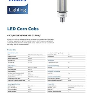 Philips 559757 Corn Cob 45W LED = 175W - 200W HID Retrofit Lamp 6200 Lumen Light Bulb Outdoor Post Tops Parking Lots Ballast Bypass 3000K Mogul 45CC/LED/830/ND ED23.5 ED28 BT28 MVR175 MH175/ED28 MH175