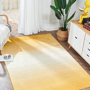 jinchan area rug 3x5 gold twilight rug modern abstract entryway rug accent rug indoor ombre print mat low pile soft carpet for kitchen bedroom doorway decor non slip