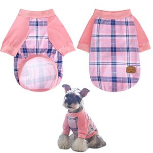 BEAUTYZOO Dog Clothes for Small Medium Dogs, Pet T Shirts Cotton Stretchy Dog Shirts for Spring Summer Days, Puppy Clothes Vest Size XS S for Boy or Girl Outfit Apparel Pink Brown