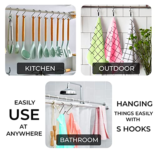 20-Pack S Hooks Hanger – Stainless Steel S Shaped Heavy Duty for Clothes Storage Rack- Multi Purpose Metal Hook Hanging for Pots, Pans, Plants, Clothes, Bags and Utensils