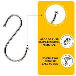 20-Pack S Hooks Hanger – Stainless Steel S Shaped Heavy Duty for Clothes Storage Rack- Multi Purpose Metal Hook Hanging for Pots, Pans, Plants, Clothes, Bags and Utensils