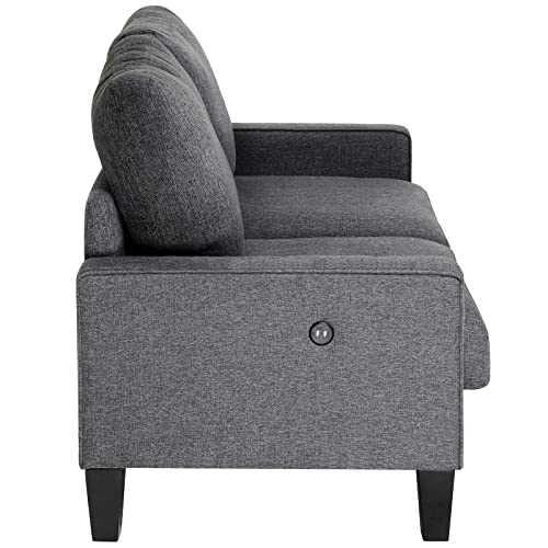 AOGLLATI 58" Small Loveseat for Bedroom with Hidden Storage, Love Seat with 2 USB Charging Ports, Loveseat Sofa with Side Storage Pocket, Sofa Couch for Living Room Apartment and Small Spaces