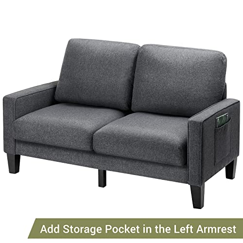 AOGLLATI 58" Small Loveseat for Bedroom with Hidden Storage, Love Seat with 2 USB Charging Ports, Loveseat Sofa with Side Storage Pocket, Sofa Couch for Living Room Apartment and Small Spaces