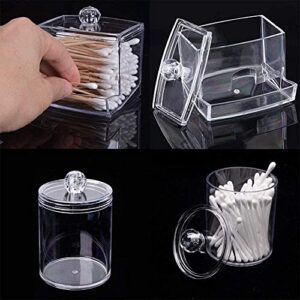 Oidnvay Qtip Holder Cotton Swab Holder Storage Dispenser, Clear Cotton Ball Swab Holder, Apothecary Jars with Lids for Bathroom