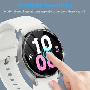 4 Pack Compatible for Samsung Galaxy Watch 6 / Galaxy Watch 5/4 40mm Screen Protector Tempered Glass, YMHML Waterproof 9H Hardness Film Screen Protector for Galaxy Watch 6/5 / 4 Accessories