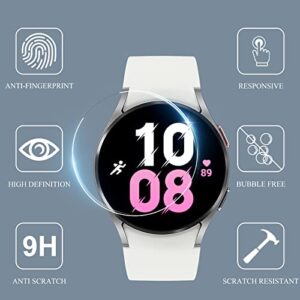 4 Pack Compatible for Samsung Galaxy Watch 6 / Galaxy Watch 5/4 40mm Screen Protector Tempered Glass, YMHML Waterproof 9H Hardness Film Screen Protector for Galaxy Watch 6/5 / 4 Accessories