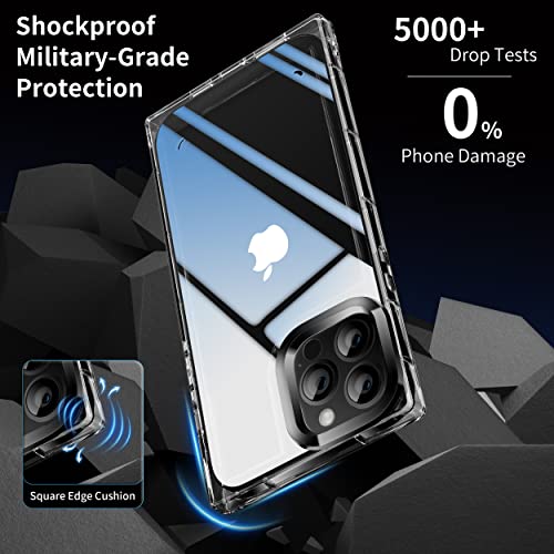 Jmltech Clear iPhone 14 Pro Max Case Silicone Square Shockproof Protective Drop Protection Phone Case Cover for iPhone 14 Pro Max (Clear)