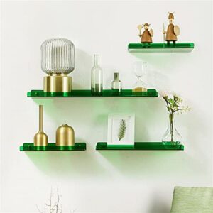 4 pack acrylic floating shelves, wall mounted invisible bathroom shower shel, for home, bedroom, bathroom, kitchen storage(4pcs, green)