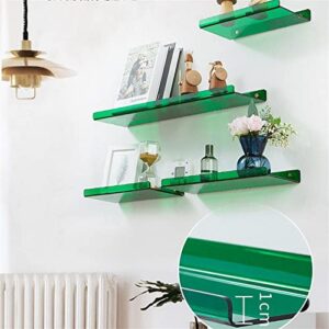 4 Pack Acrylic Floating Shelves, Wall Mounted Invisible Bathroom Shower Shel, for Home, Bedroom, Bathroom, Kitchen Storage(4Pcs, Green)