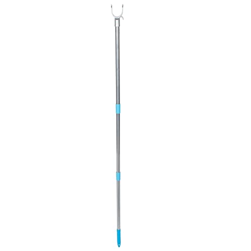 Homoyoyo Outdoor Curtains Closet Pole with Utility Hook, Reach Stick Reach Hooks Clothesline Pole Hooks Garment Pole for Shelf Ceiling Reaching High Items 131cm Sky- blue Living Room