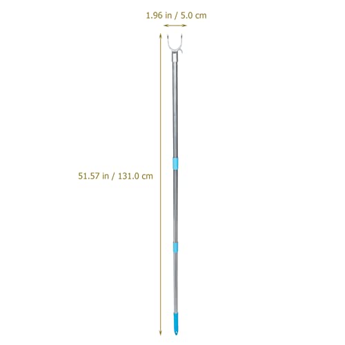 Homoyoyo Outdoor Curtains Closet Pole with Utility Hook, Reach Stick Reach Hooks Clothesline Pole Hooks Garment Pole for Shelf Ceiling Reaching High Items 131cm Sky- blue Living Room