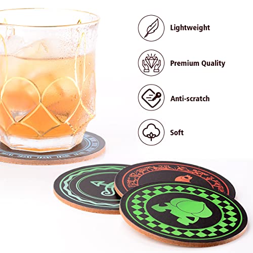 ULTRGEE Coasters, Set of 8 Cork Coaster [NDS Design] with Holder & Eco-Friendly Box, Absorbent and Reusable Drink Coasters Gift for Housewarming Home Decor Bar