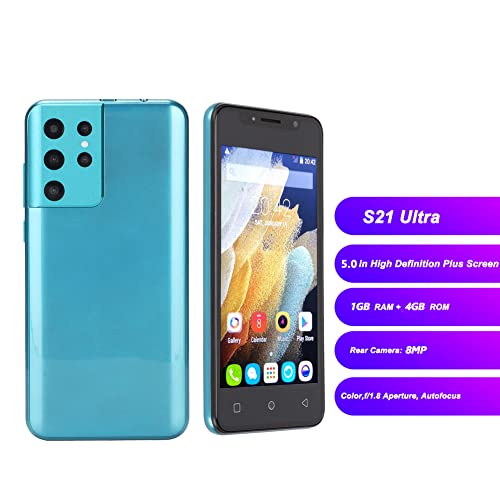 S21 Ultra Unlocked Smartphone for Android 11, Unlocked Cell Phone,5.0" HD Display Face ID 4GB 32GB Mobile Phone Dual SIM,10 Core,5MP 8MP Dual Camera, 2500mAh,WiFi,BT,FM Supported (Green-US)