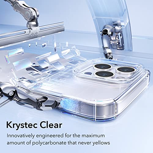 ESR Krystec Clear Case with HaloLock Compatible with iPhone 14 Pro Max Case, Compatible with MagSafe, Ultra-Yellowing Resistant, Shockproof Military-Grade Protection, Polycarbonate Buttons, Clear