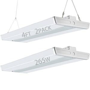 lightdot 2 pack led high bay shop light, 4ft (large area illumination) 265w 37100lm [eqv.1060w mh/hps] 5000k linear hanging light for warehouse, energy saving upto 10000kw*2/5yrs(5hrs/day)