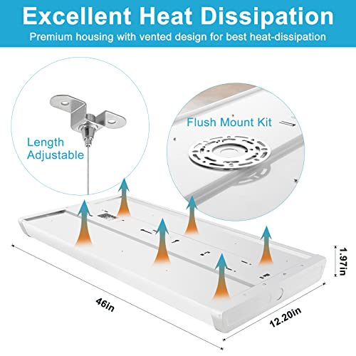 Lightdot 2 Pack LED High Bay Shop Light, 4FT (Large Area Illumination) 265W 37100LM [Eqv.1060W MH/HPS] 5000K Linear Hanging Light for Warehouse, Energy Saving Upto 10000KW*2/5Yrs(5Hrs/Day)