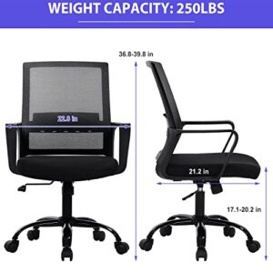 Pazidom Home Office Chair Mesh Chair Desk Chair Work Chair Computer Chair Rolling Chair with Arms for Home Office， Black