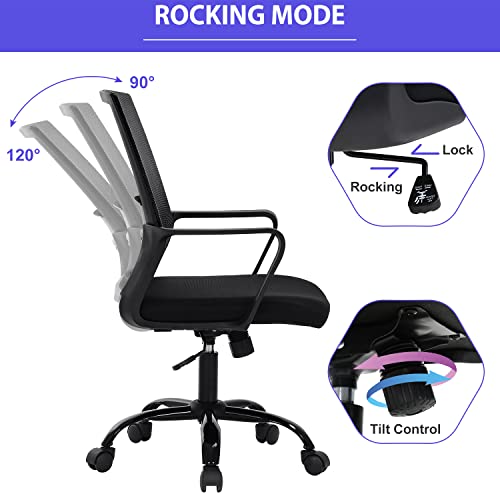 Pazidom Home Office Chair Mesh Chair Desk Chair Work Chair Computer Chair Rolling Chair with Arms for Home Office， Black