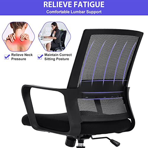 Pazidom Home Office Chair Mesh Chair Desk Chair Work Chair Computer Chair Rolling Chair with Arms for Home Office， Black