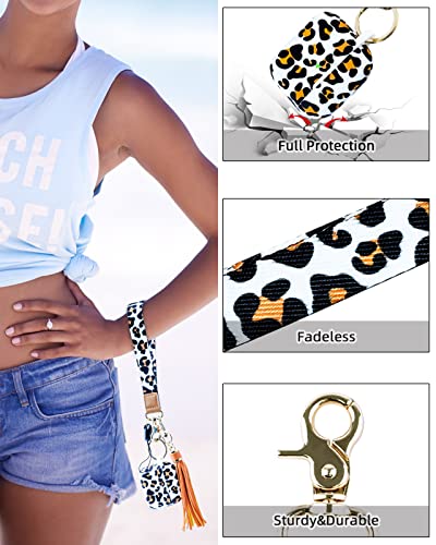 Airpods 3rd Generation Case with Keychain Wristlet, OULRAEFS Soft Silicone Skin Case Cute Airpod Case 3rd Generation Protective Case Cover with Wrist Lanyard for Airpods 3 2021 Gift for Women, Leopard