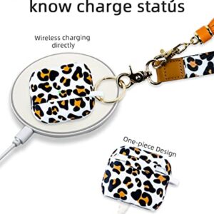 Airpods 3rd Generation Case with Keychain Wristlet, OULRAEFS Soft Silicone Skin Case Cute Airpod Case 3rd Generation Protective Case Cover with Wrist Lanyard for Airpods 3 2021 Gift for Women, Leopard