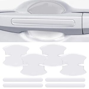 8pcs 3d transparent car door bowl scratch protector, car door handle protector accessories clear door bowl paint protection film waterproof anti-scratch stickers covers for most models