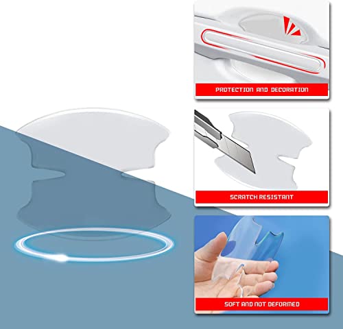 8Pcs 3D Transparent Car Door Bowl Scratch Protector, Car Door Handle Protector Accessories Clear Door Bowl Paint Protection Film Waterproof Anti-Scratch Stickers Covers for Most Models