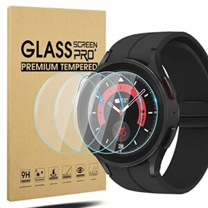 suoman 4-pack for samsung galaxy watch 5 pro 45mm screen protector, tempered glass screen protector for samsung galaxy watch 5 pro smartwatch 45mm [9h hardness]
