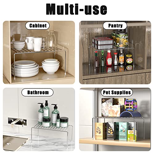 Joy Aid Cabinet Shelf Organizers 2 Pack, 13"Lx8.5"Wx6.5"H Kitchen Countertop Shelves Risers, Kitchen Shelf Rack For Pantry, Garage, Desktop, Refrigerator, Bathroom Organization And Storage