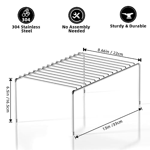 Joy Aid Cabinet Shelf Organizers 2 Pack, 13"Lx8.5"Wx6.5"H Kitchen Countertop Shelves Risers, Kitchen Shelf Rack For Pantry, Garage, Desktop, Refrigerator, Bathroom Organization And Storage