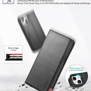 TUCCH Case Wallet for iPhone 14 6.1", [3 Card Holder] Slots Folio PU Leather Cover, [RFID Blocking] Stand Flip Case with [TPU Shockproof Interior Case] Compatible with iPhone 14 2022, Classic Black