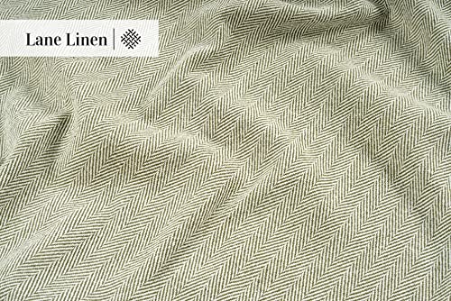 LANE LINEN Super Soft Throw Blanket for Couch & Bed - Classic Herringbone Weave with Tassel Cotton Lightweight Breathable Durable Cozy Warm – Pack of 2 50”x70” Sage Green