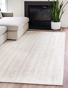 avgari creation rug jute natural hand braided rug rectangle white handmade natural fiber area carpet kitchen, hallway rugs for living-90x150 cm