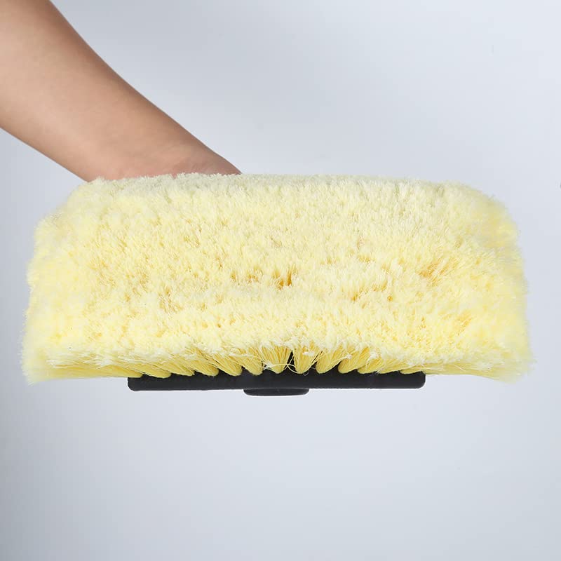 Detailer Space 10" Soft Bristle Car Wash Brush Head, Perfect for Auto Cars, RV, Truck Boat Camper Cleaning House Siding, Floors and More! (Yellow)…