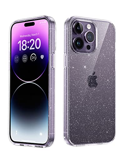 BENKS Designed for iPhone 14 Pro Max Case for Women Girls, Crystal Glitter Shockproof & Anti-Scratch Full Protection [Not Yellowing] Back Cover for iPhone 14 Pro Max (6.7”)