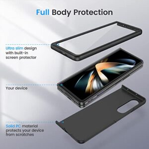 Ruky for Galaxy Z Fold 4 Case, Full Body Cover with Built-in Screen Protector Hard PC Ultra-Thin Anti-Scratches Shockproof Protective Phone Case for Samsung Galaxy Z Fold 4, Black