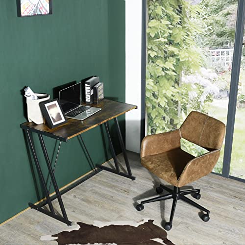 Moon Channel Computer Desk 35'' Home Office Writing Desk, Modern Simple Style Laptop Table with Metal Frames for Small Bronw 35.4 x 18.9 x 29.5 inches