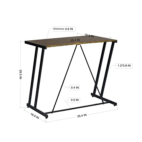 Moon Channel Computer Desk 35'' Home Office Writing Desk, Modern Simple Style Laptop Table with Metal Frames for Small Bronw 35.4 x 18.9 x 29.5 inches